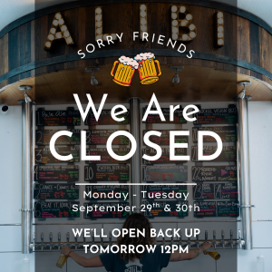 Alibi Pubs Closed. Gone Camping!