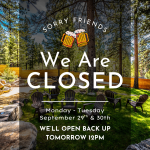 Alibi Pubs Closed. Gone Camping!