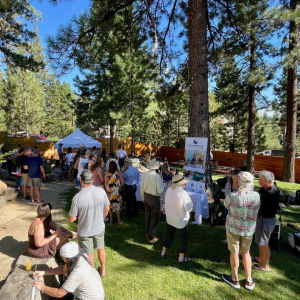 Fundraiser for school in Alibi Ale Works beer garden Lake Tahoe/ Truckee